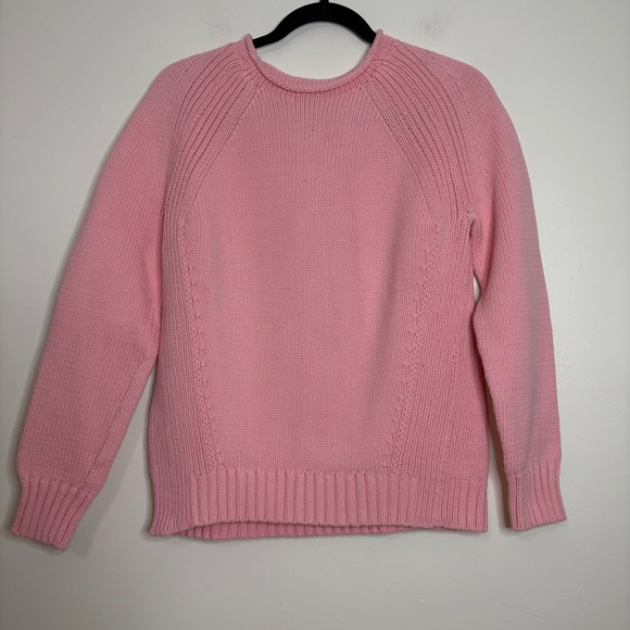 J. Crew Cotton Blend roll neck Knit Sweater Pink Raglan Long Sleeve Medium - Picture 1 of 7